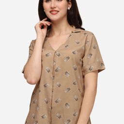 Smarty Pants Cream-Coloured Floral Print Shirt Style Top-image-3