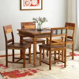 mudramark from pepperfry Siramika Sheesham Wood 4 Seater Dining Set In Rustic Teak Finish-picture-9