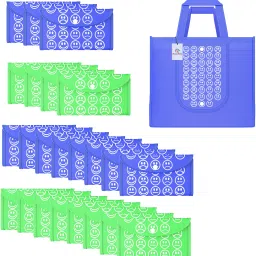 heart home Pack of 24 Smile Foldable Grocery/Shopping Bags For Women | Dark Blue & Green-picture-17