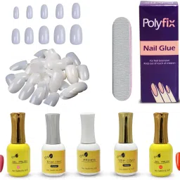 EMI Gel Nail Extension Kit for Beginner and Professional Combo Pack Top Coat, Base Coat, Primer, Nail Glue, 500pc Oval Shape Artificial Nail and Gel Polish-40