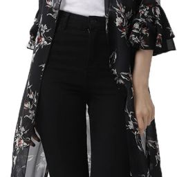 Women 3/4th Sleeve White, Black Shrug-image-25