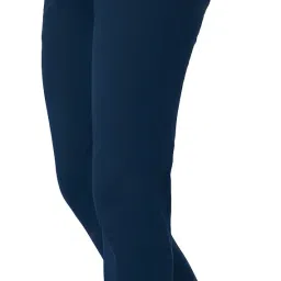 Women Regular Fit Dark Blue Lycra Blend Trousers-image-86
