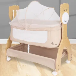 Lullabies Woodsy Manual Wooden Baby Cradle & Bassinet with Lockable Wheels-11