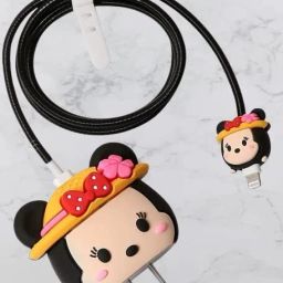 Micvir Charger Cover for iPhone 18W-20W Charger, 3D Cartoon Design Minnie Hat, Spiral Cable Protector-image-66