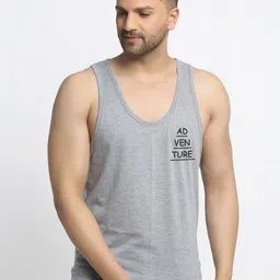 Friskers Men Grey & Black Printed Sleeveless Pure Cotton Gym Vest-picture-33