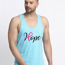 Friskers Men Turquoise Blue & Black Hope Printed Innerwear Vests-image-100