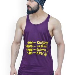 Anax Aesthetics Sleeveless Printed Gym Vest Vest-SpartanQuote-PurpleYellow-image-22