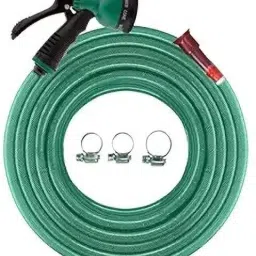 3/4 inch (0.75 inch) 30 Meter (100FT) 3 Layered Braided Hose with spray nozzle 3 layered heavy duty braided hose garden pipe Comes with adoptor and clips Hose Pipe-picture-22