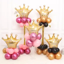 Solid Gold Crown Foil Balloon With Chrome Balloons For Decoration Birthday Baby Shower Balloon-image-50
