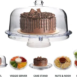 ivar 6-in-1 Acrylic Cake Stand Multifunctional Serving Platter and Cake Plate (1pc) Acrylic Cake Server image 4