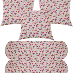 3 Cushion And 2 Bolster Microfibre Floral Bolster Pack of 5-image-39
