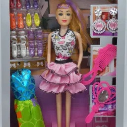 Shine Fashion Stylish Doll with Foldable Leg & Hand comes with Dresses/Shoe/Sandals and accessories-12