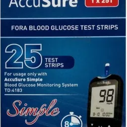 AccuSure Simple Blood 25 Glucometer Strips-16
