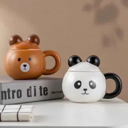 izzhaar Animal Printed Ceramic Mug with Lid for Kids (375ml)-picture-6