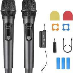 Dual UHF Wireless Microphones Cordless Receiver Handheld Dynamic Mics Microphone-2