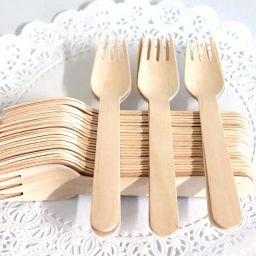 Bio-Degradable | Disposable Cutlery Wooden (100pcs) Disposable Wooden Serving Fork-25