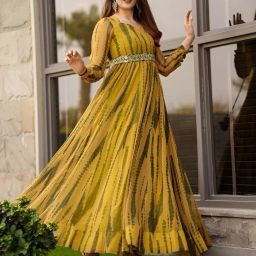 Printed Georgette Stitched Anarkali Gown-12