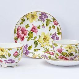 Pack of 12 Ceramic GOLDEN QUEEN'S Cups & Saucer Set for Coffee/Tea - Set of 12 pcs (Pink & Yellow)-image-26
