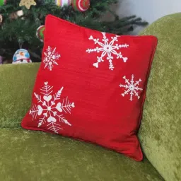 bells & whistles Red Silk Blend Embroidered 16x16 inches Cushion Covers (1 Pc)-picture-13
