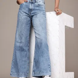 Women Boot-Leg High Rise Blue Jeans-image-46