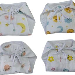 Muslin Cloth Nappy Set of 4 Multicolor for New Born Baby and Kids, Size S-29
