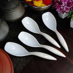 creative hub Serving Spoon/Melamine Serving Spoon Set of 4 Serving Spoon,Spoon Set Melamine Serving Spoon, Soup Spoon, Table Spoon, Salad Spoon, Cream Spoon Set image 2