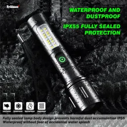 trillsun Metal Body Multi-Function 200W Rechargeable Long Range Flashlight Torch image 5