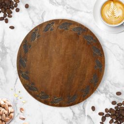 Wood Engraved Lazy Susan 16x16 inches Walnut Trivet-39