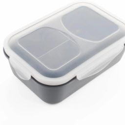 3 Section Lunch Box with Spoon & Fork with Air Tight Lid (Grey,1200 ml) 1 Containers Lunch Box-image-9