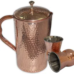Copper Pitcher with 2 Tumblers Best Quality Drinkware Set for Ayurveda Healing Jug Glass Set-image-64