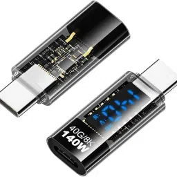 VOOCME USB-C Adapter with LED Display, PD 140W USB Type C Male to Female Connector for i/Phone 15, i/Pad Air/Pro, Mak/Book, Support Voltage and Smart Display Laptop Accessory-image-17