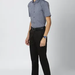 peter england Men Slim Fit Black Pure Cotton Trousers-picture-21