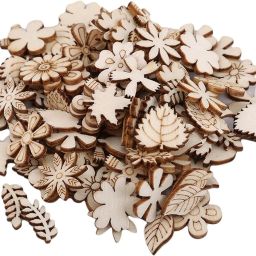 100 Pcs Wooden Flower Leaf Pattern Cutouts – 1 Inch Wooden Cut-outs-image-21