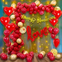 Solid Love Anniversary Decoration kit items for wife husband Love foil, Balloons, Led Balloon-31