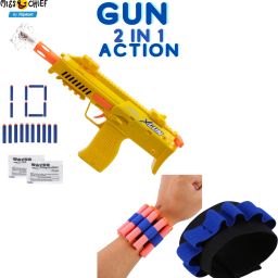 Combo of 2 in 1 X-Shot Blaster Toy Gun with 10 Soft Foam Darts & 1 Hand Strap Guns & Darts-0