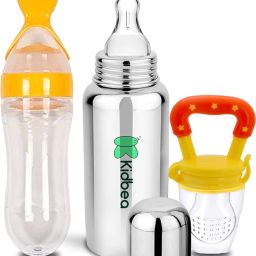 Stainless Steel Bottle, Silicone Food and Fruit feeder BPA Free - 250 ml-image-10