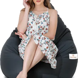 XXXL Black and Grey Check Teardrop Bean BagWith Bean Filling-picture-17