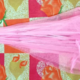 mukta collection Polyester Infants Washable Eight Stick Baby Mosquito Net Pink Mosquito Net image 3