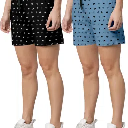 Pack of 2 Printed Women Multicolor Regular Shorts-image-123
