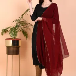 Chiffon Embellished Maroon Women Dupatta-picture-26
