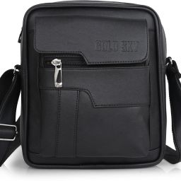 Black Men Sling Bag Vegan Leather Cross Body Bag/Unisex Sling Bag with Padded Tab Compartment-34