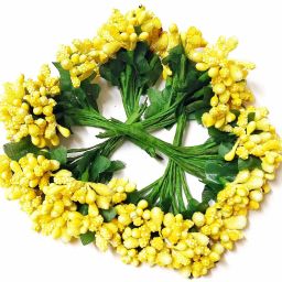 Artificial Pollen Flowers for Tiara Making and Jewelry Making Pack of 72 Pollen Light Yellow Colour Yellow Hibiscus Artificial Flower-image-2