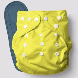 Large Cloth Button Diaper Combo - 1 diaper yellow with black insert-picture-20