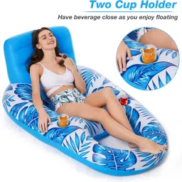 patpat Inflatable Pool Lounger for Adult, Long Swimming Pool Float Inflatable with Head Inflatable Inflatable Toy Pump image 5
