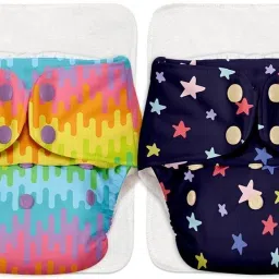 Basic Pack of 2-2 Certified Soft Fleece Lined Pocket Diapers with 2 Inserts with Snaps (Assorted)-13