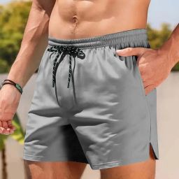 Solid Men Grey Sports Shorts-image-127