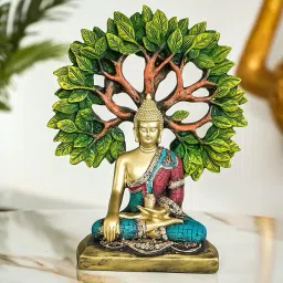 Tree Buddha Statue showpiece Idol Home Decor Items for Living Room and Gifts Decorative Showpiece-24 cm-image-1