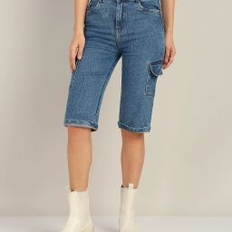 Women Light Blue Capri-image-56