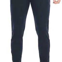 Men Regular Fit Blue Linen Blend Trousers-image-76