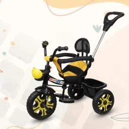 Yellow Kids Tricycle for kids with Colour full Wheels Kids Best Tricycle with Soft Cushion Seat Tricycle-78